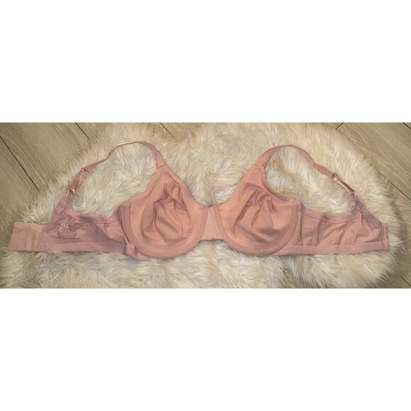 Olga 35063 Luxury Lift Full Coverage Bra UW Unlined Printed Lace Womens 40C Pink - Picture 5 of 6